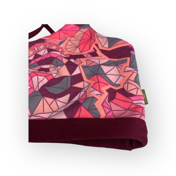 Maaji ꕥ Strappy Back Sports Bra Bralette Top ꕥ Pink Mauve Geometric Print ꕥ Med - Picture 2 of 16